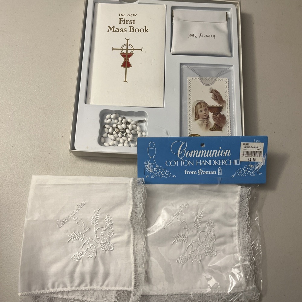 First Communion Prayer Book 1969 Blessed Trinity Rosary Mass Book Hankies